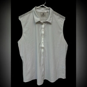 Foraygolf women’s sleeveless collared lightweight white golf shirt